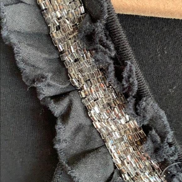 Women’s Black Tank with Beaded & Ruffled Neckline - Picture 3 of 8